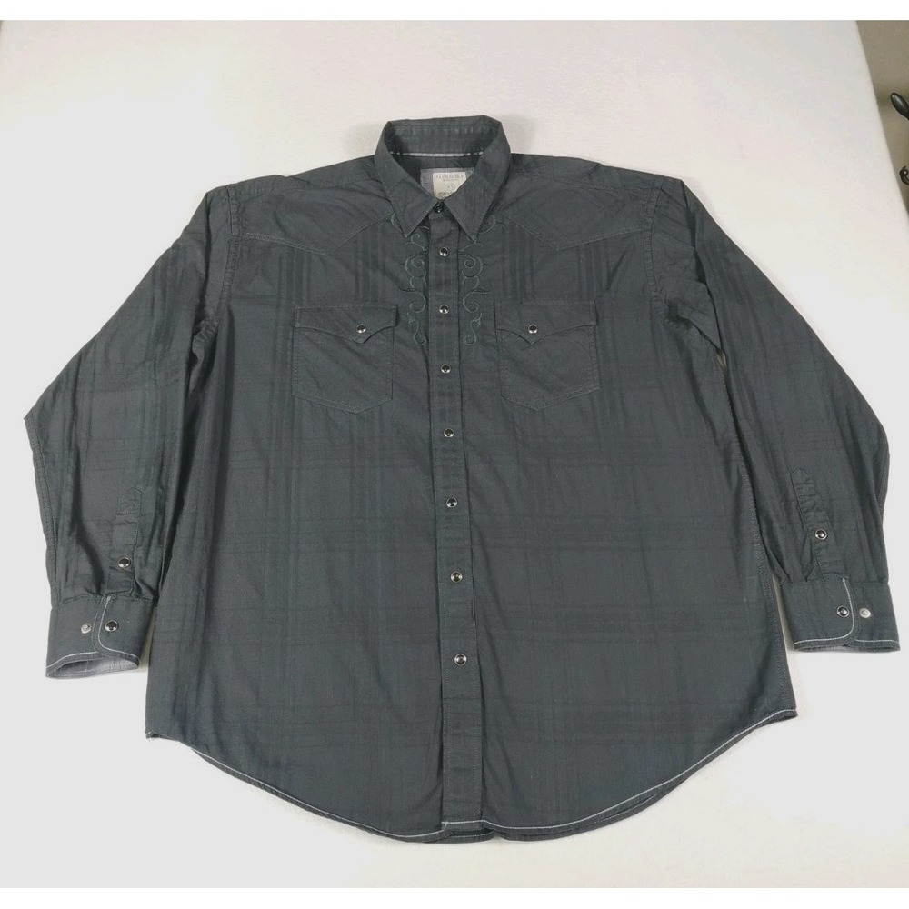 Panhandle Rough Stock Shirt Men's XL Black Pearl‎ Snap Westerncore Cowboycore